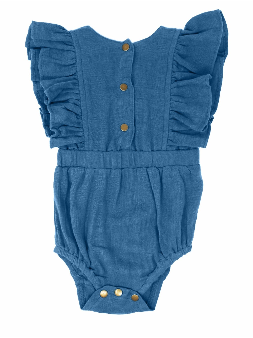 9-12m NWT L'ovedbaby Organic Muslin Ruffle Bodysuit-Pacific Blue
